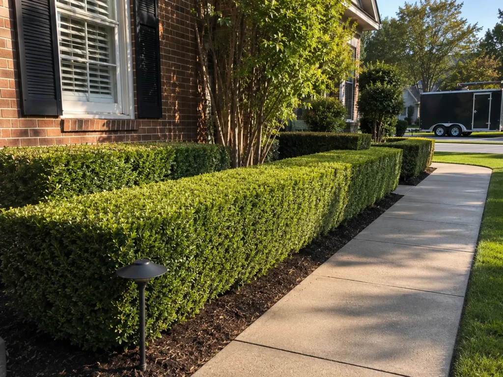 Hedge trimming in Troutman NC by Green Ridge Landscaping